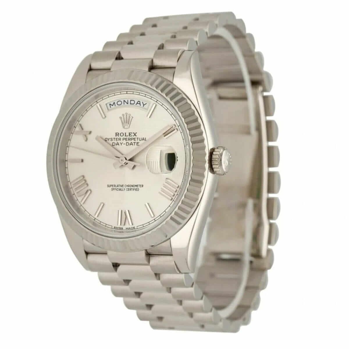 Rolex Day-Date 40 228239 EW Stainless Steel White Gold Dial Oyster Replica - Image 2