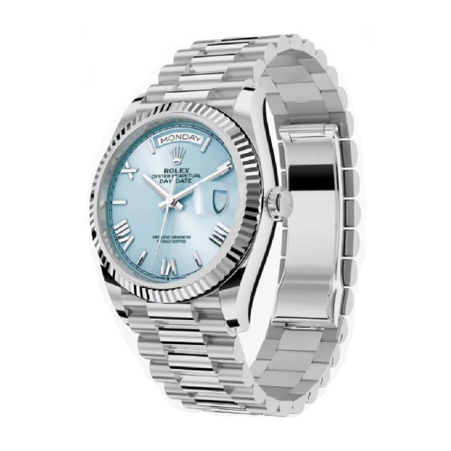 Rolex Day Date Ice Blue Grooved Replica - Image 2